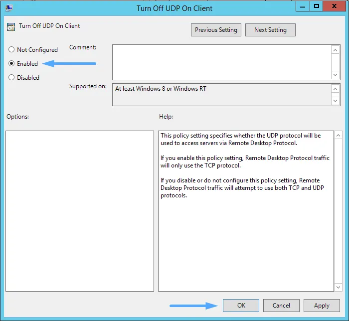 Turn Off UDP On Client