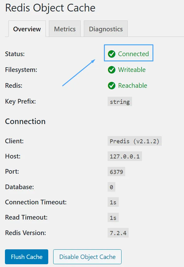 Kích hoạt Redis thành công