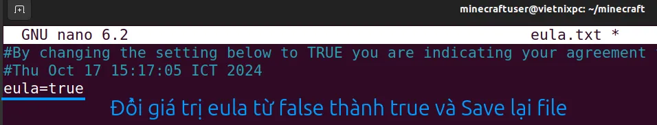 Thay đổi giá trị từ False thành True