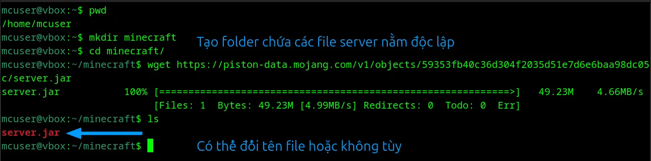 Download server Minecraft trên Fedora Workstation