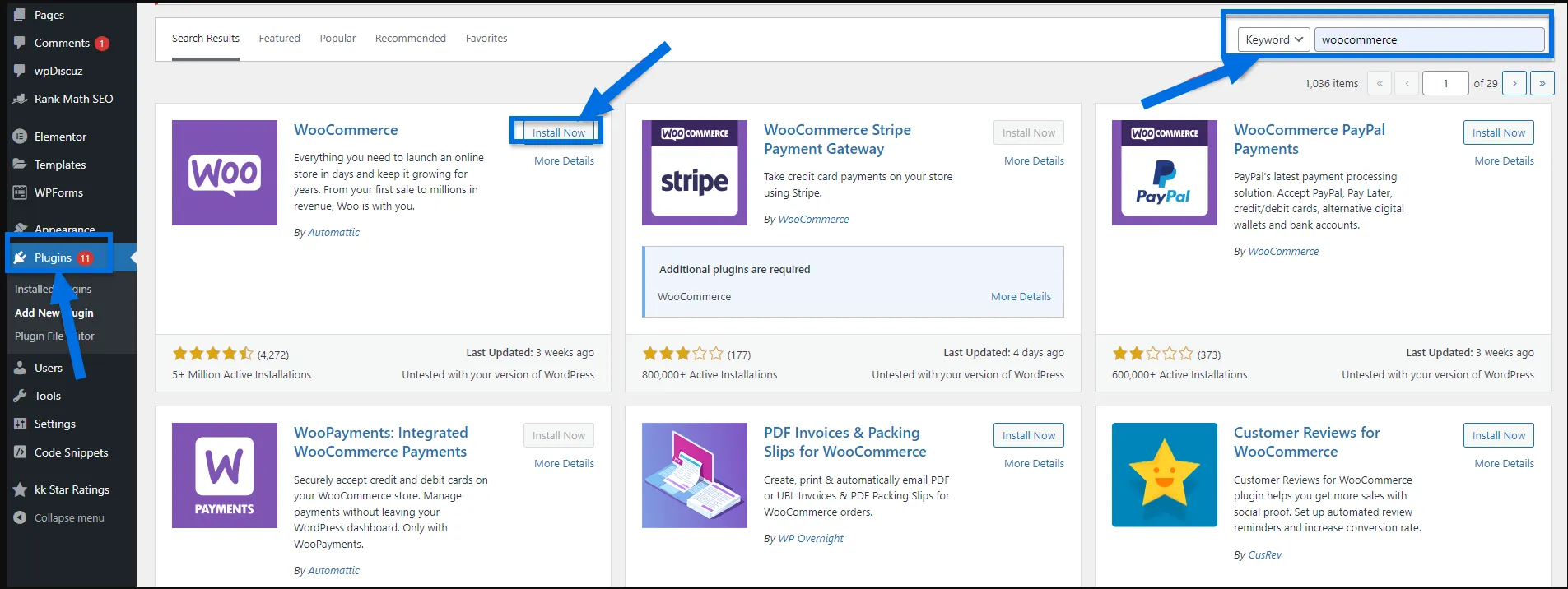 Cài đặt plugin WooCommerce