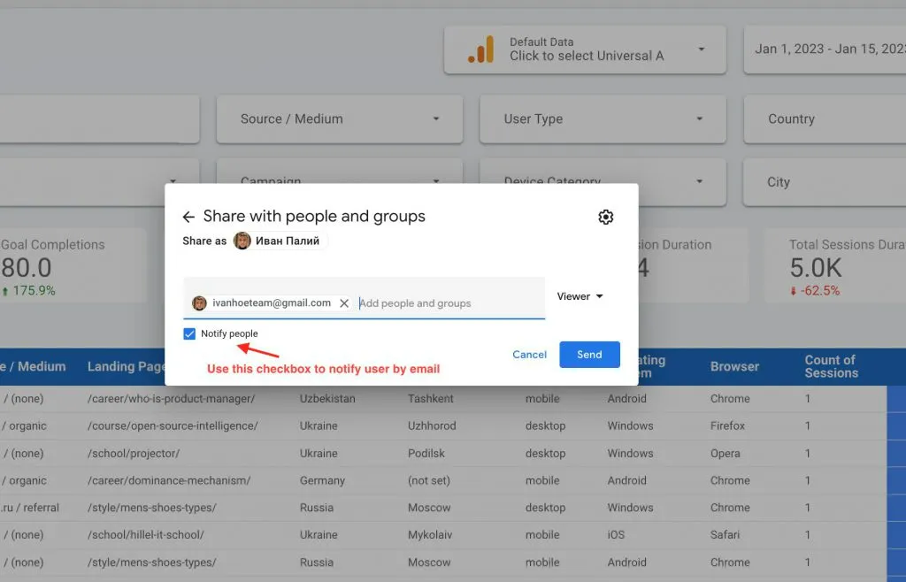 Chia sẻ báo cáo của Data Studio dễ dàng
