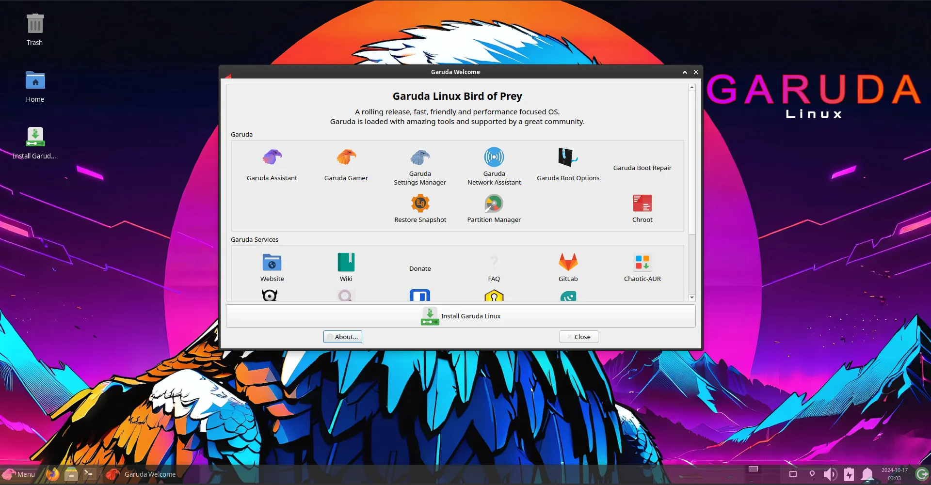 Chọn Install Garuda Linux