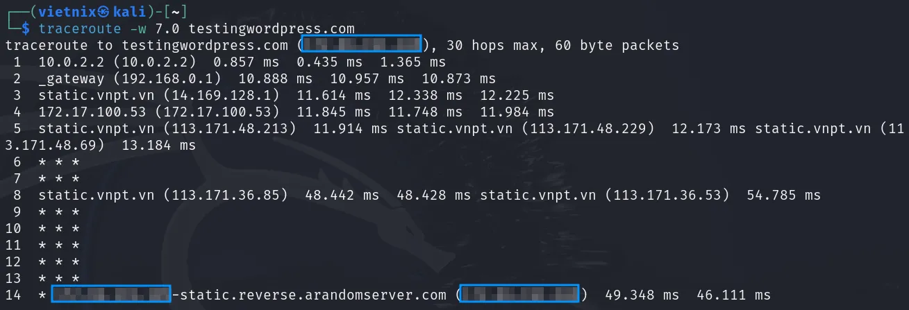 Đặt giá trị timeout cho traceroute