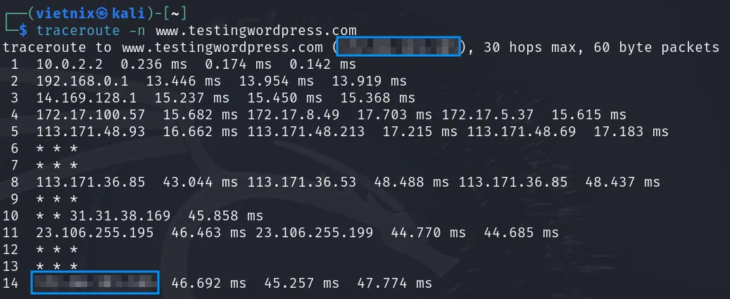 Ẩn tên thiết bị với bằng cách sử dụng lệnh traceroute