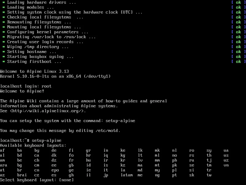 Cài đặt Alpine Linux