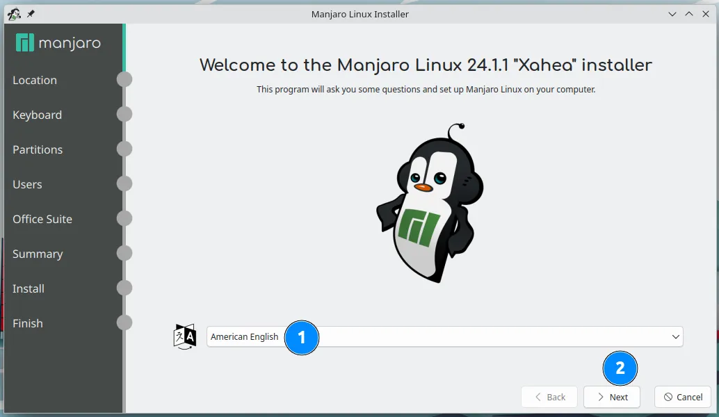 Hướng dẫn cài đặt Manjaro Linux cho PC 32 Bắt đầu các bước thiết lập cho Manjaro