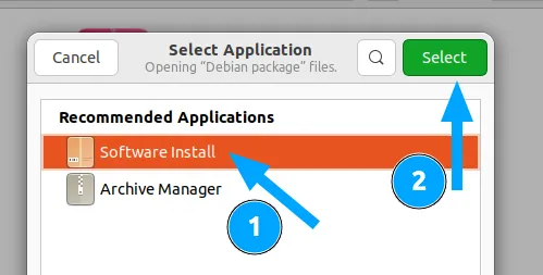 Tìm mục Software Install và bấm Select