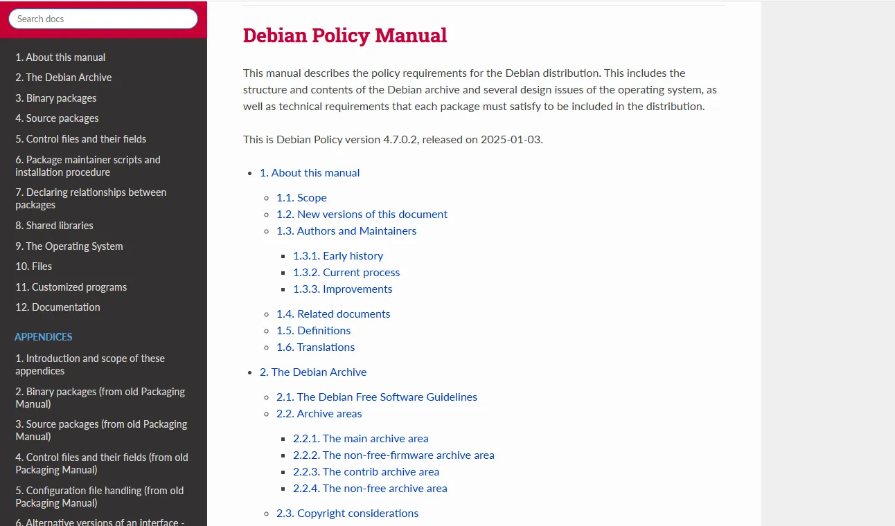 Debian Policy Manual