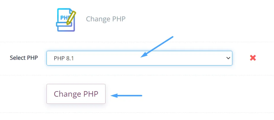 Chọn version PHP