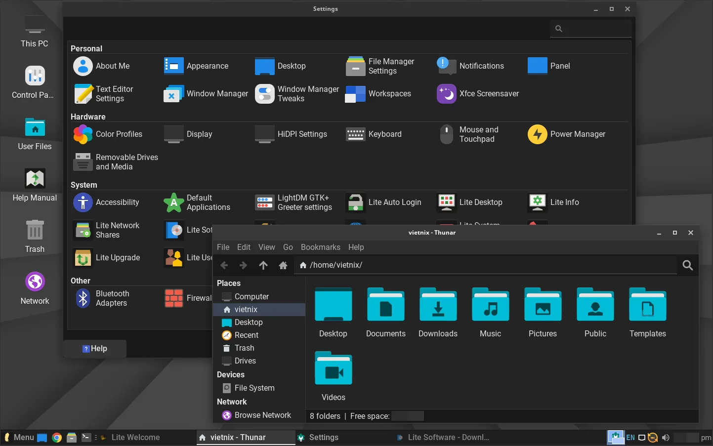 Giao diện Linux lite thân thiện với người dùng
