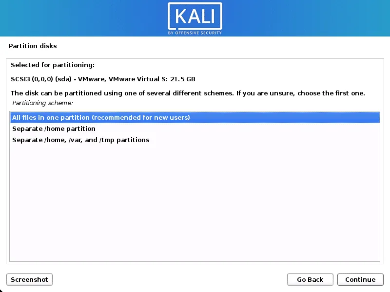 Hướng dẫn cài Kali Linux chạy song song với Windows 10 45 Chọn cách cài đặt trên ổ cứng
