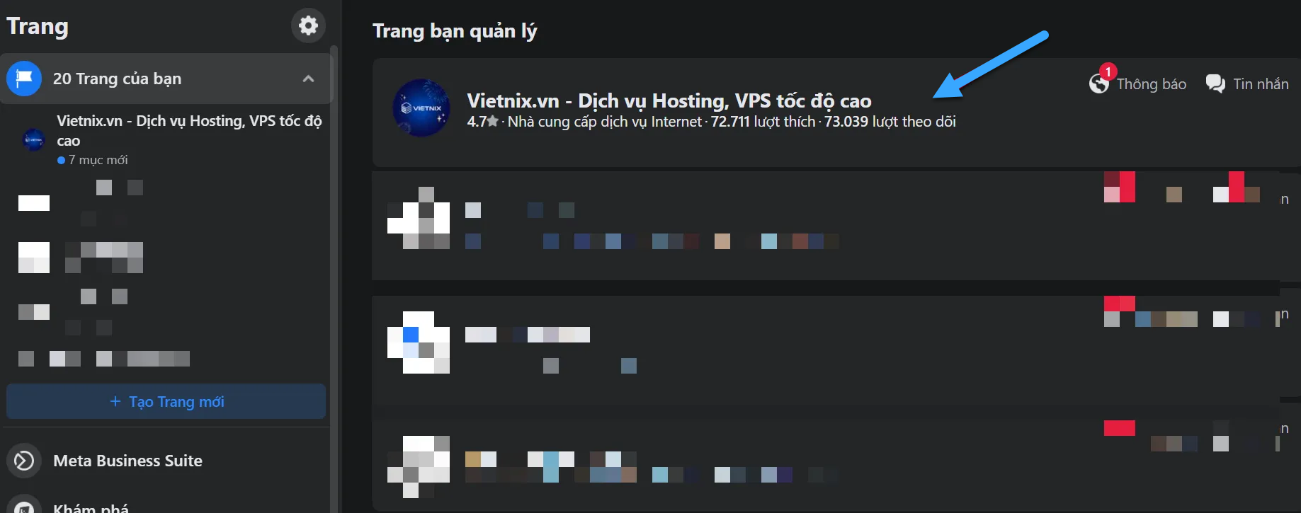 Chọn Fanpage bạn muốn lấy ID