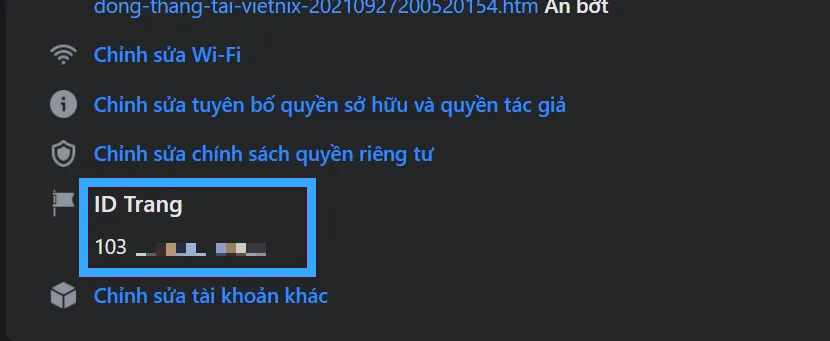 ID fanpage trên máy tính