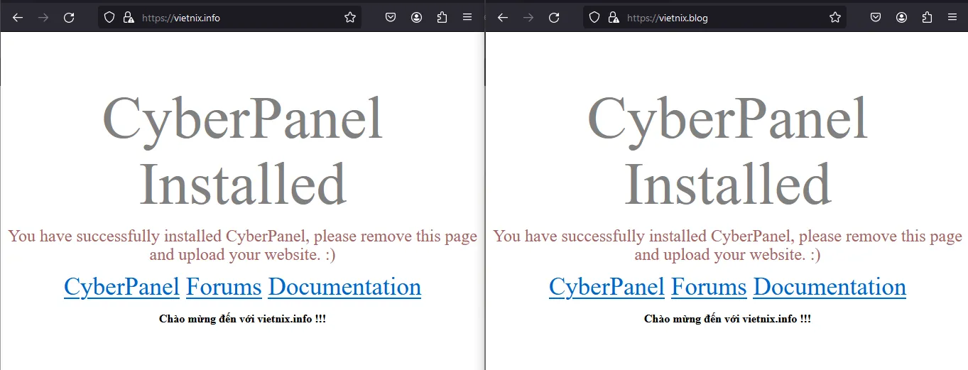 Cách tạo tên miền Alias trên CyberPanel 24 Kiểm tra tên miền hoạt động