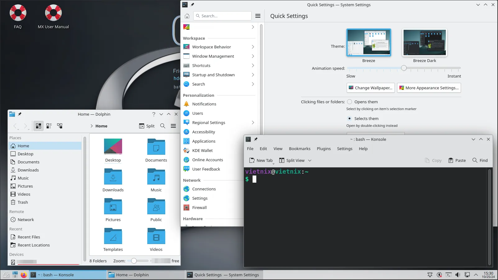 Màn hình của MX Linux KDE