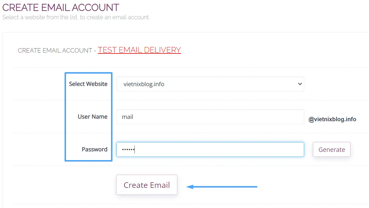 Tạo và sử dụng email trên Cyber Panel
