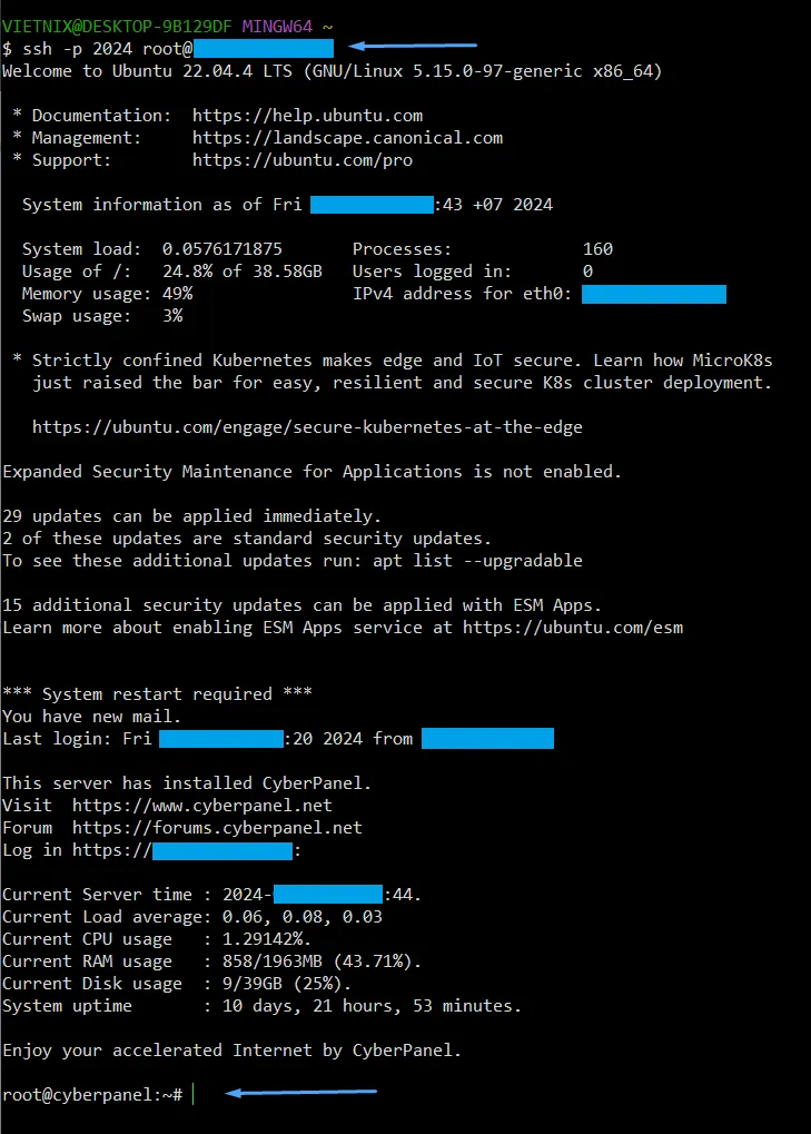 Tính năng bảo mật SSH trên Cyber Panel