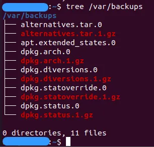 Nhập lệnh hiển thị thông tin của thư mục /var/backups