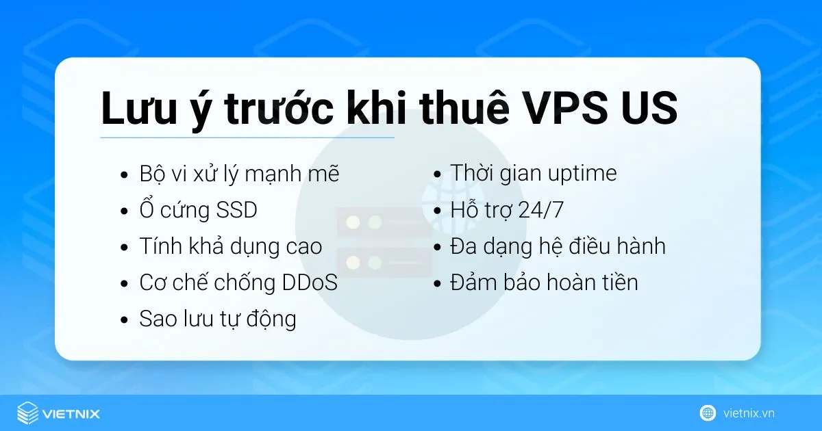 Lưu ý trước khi thuê VPS US
