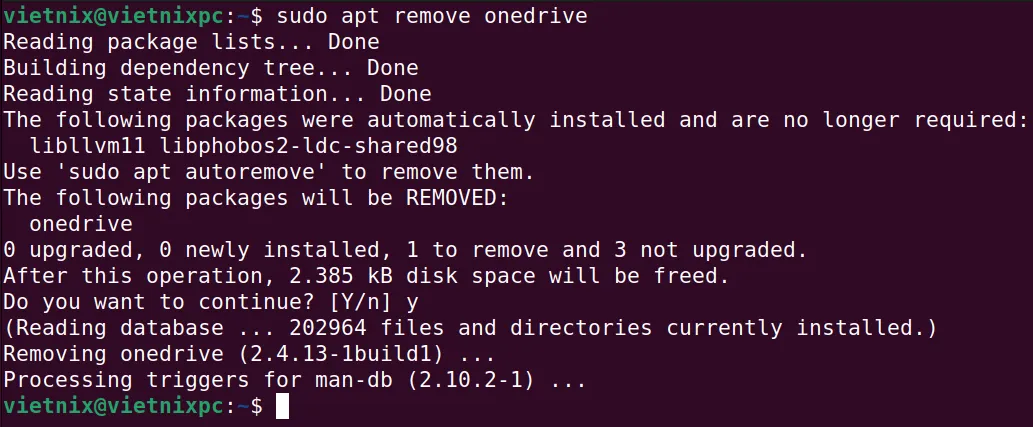 Gỡ cài đặt client OneDrive khỏi hệ thống