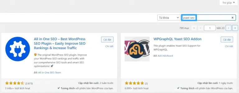 Tìm kiếm plugin Yoast SEO