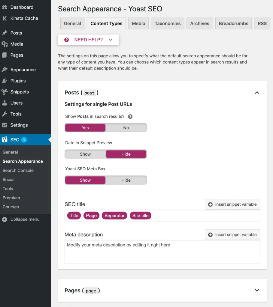 Các loại nội dung