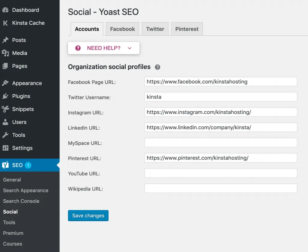 Các tùy chọn cho mạng xã hội