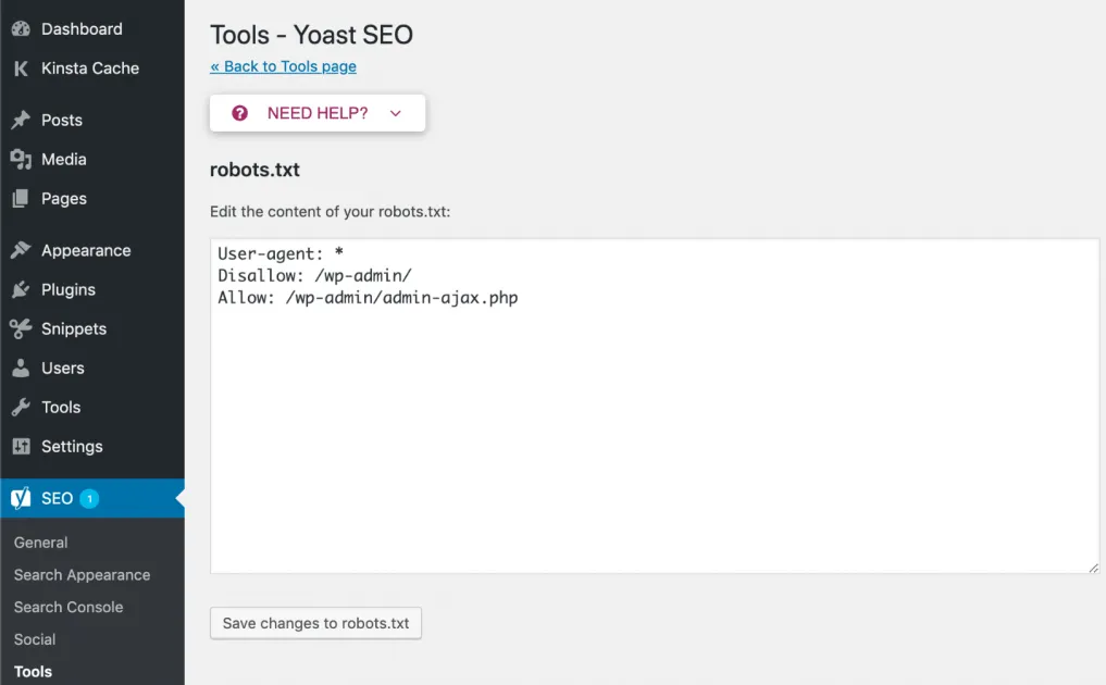 Cho phép chỉnh sửa file robots.txt