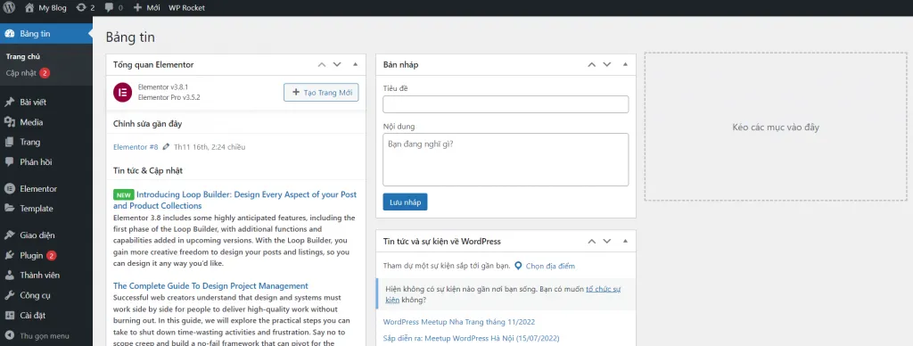 Truy cập vào dashboard WordPress