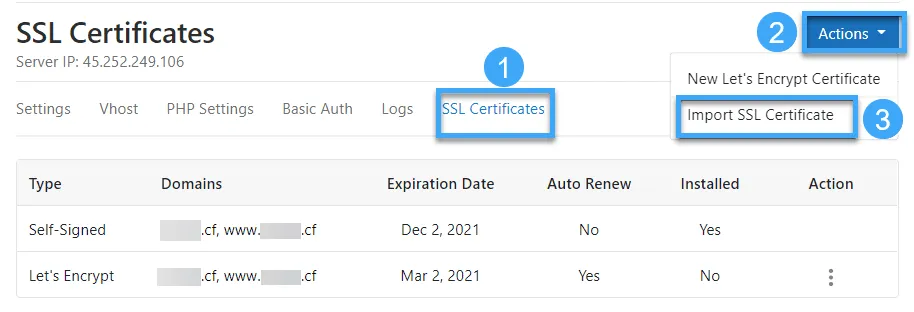 Cài đặt chứng chỉ SSL lên CloudPanel