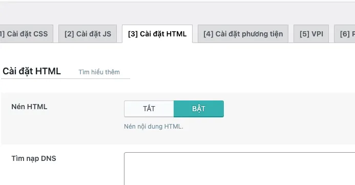 Bật nén HTML