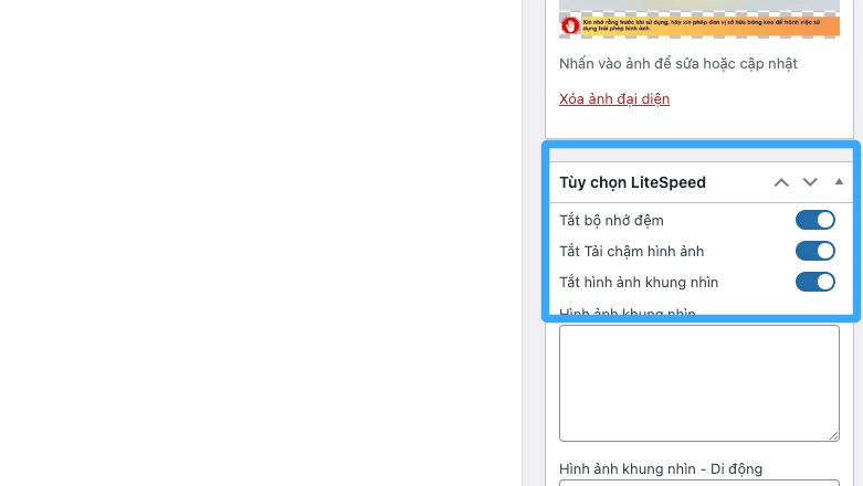 Cấu hình cache ở Trang Chủ đã bị tắt