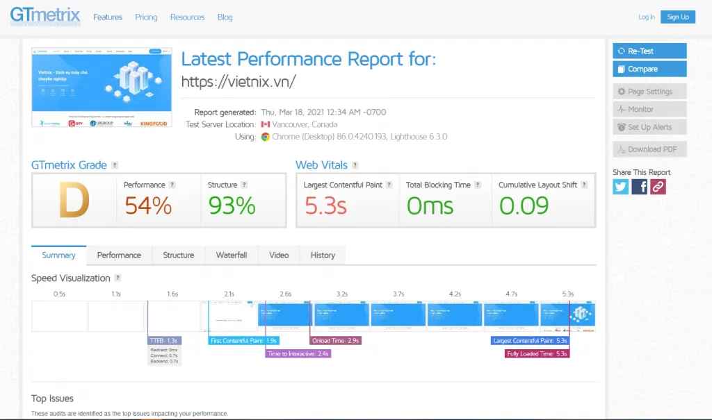 GTmetrix là công cụ kiểm tra tốc độ website được sử dụng rộng rãi 