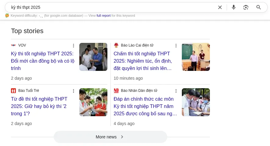 Định dạng SERP top stories