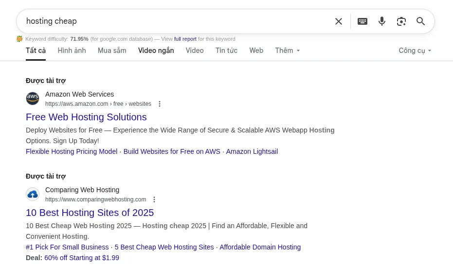 Kết quả tìm kiếm trả phí