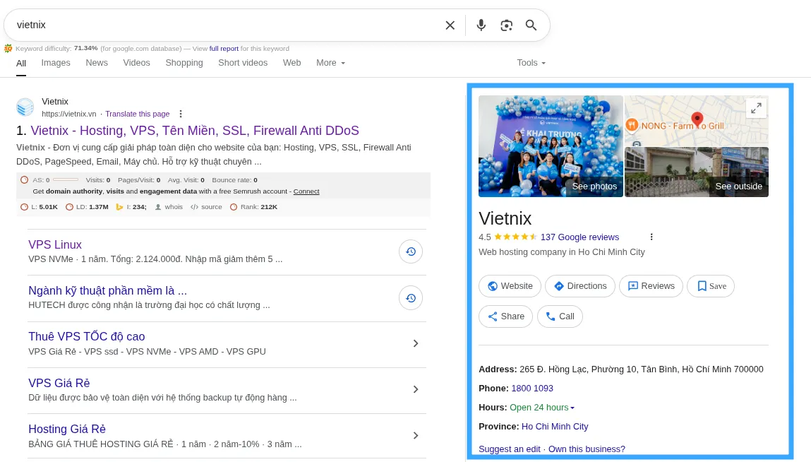 Hiển thị Maps trên SERP
