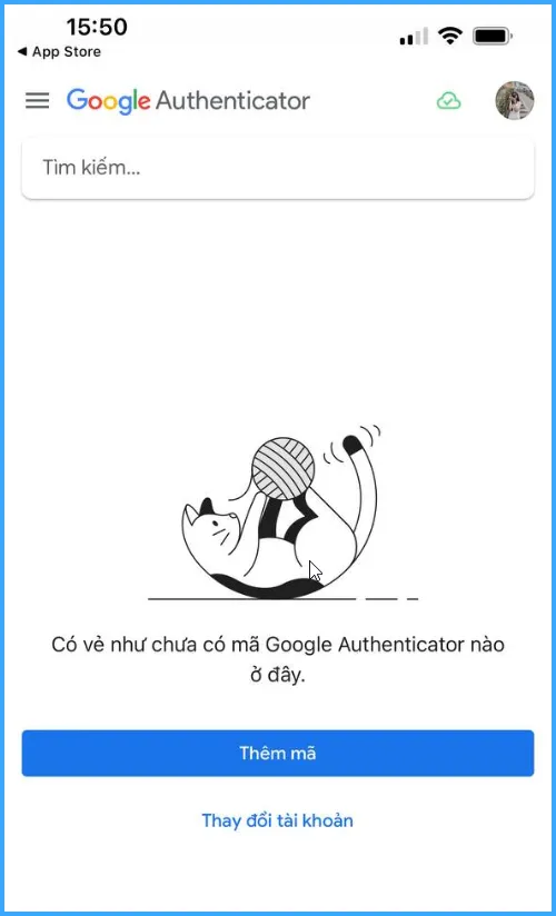 Nhấp chọn Thêm mã trên app Google Authenticator
