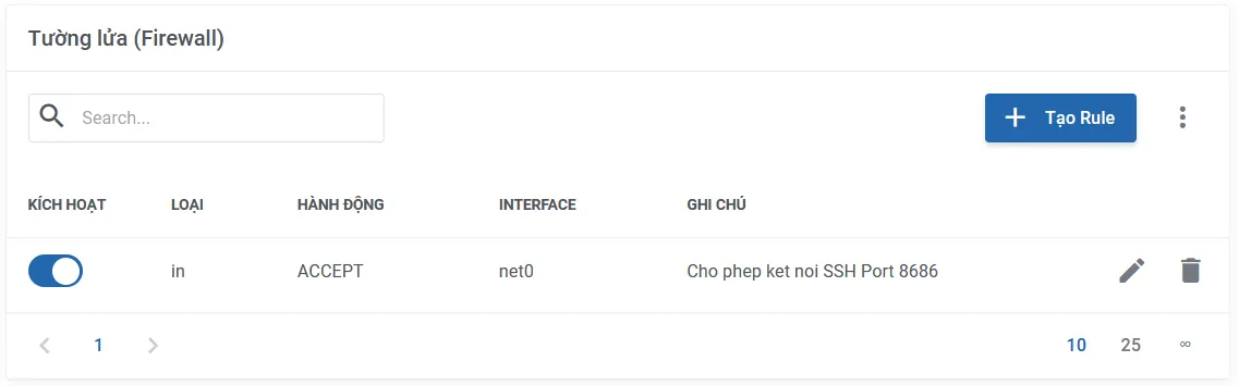 Lưu rule firewall và xác nhận thành công