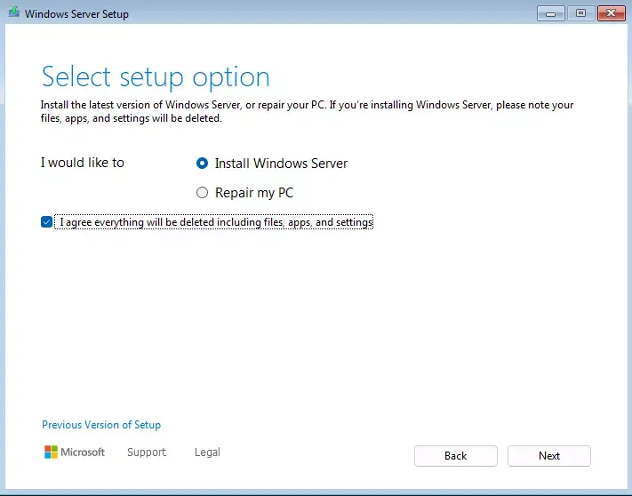 Cài đặt OS Windows Server 2025 mới trên VM hoặc máy chủ vật lý