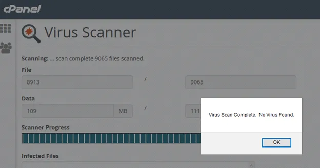 Thông báo Virus Scan hoàn thành, không có virus