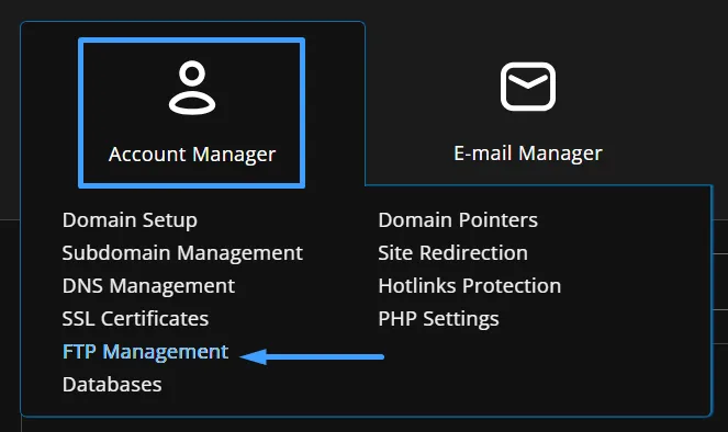 Chọn FTP Management