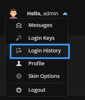 Chọn Login History