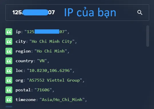 Thông tin về địa chỉ IP của bạn