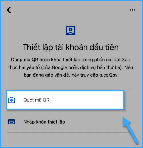 Nhấp chọn "Quét mã QR"