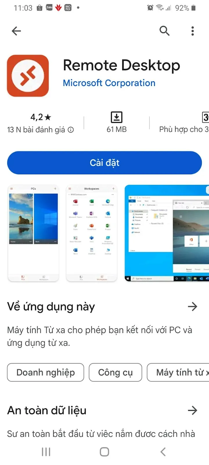 Tìm kiếm ứng dụng Remove Desktop trên App Store