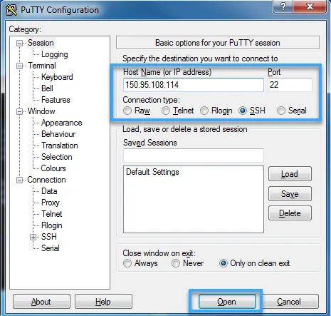 Truy cập vào SSH bằng cách sử dụng phần mềm Putty