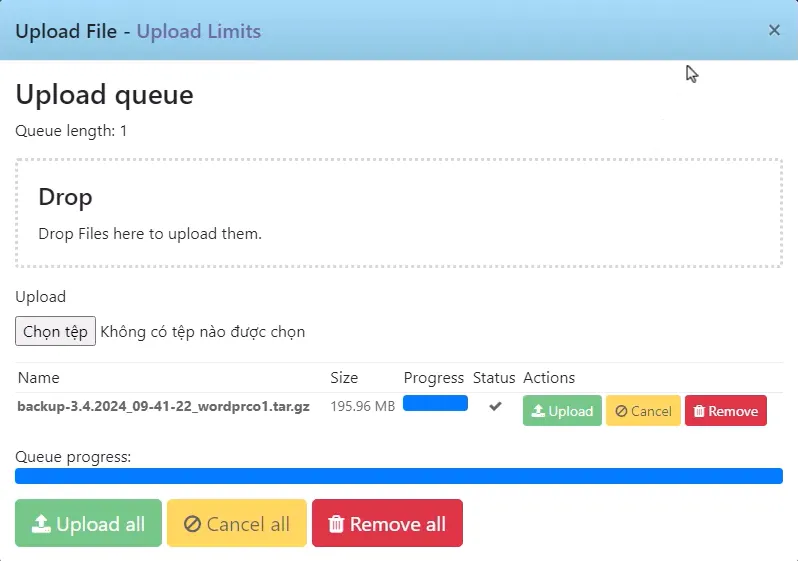 Upload file lên CyberPanel