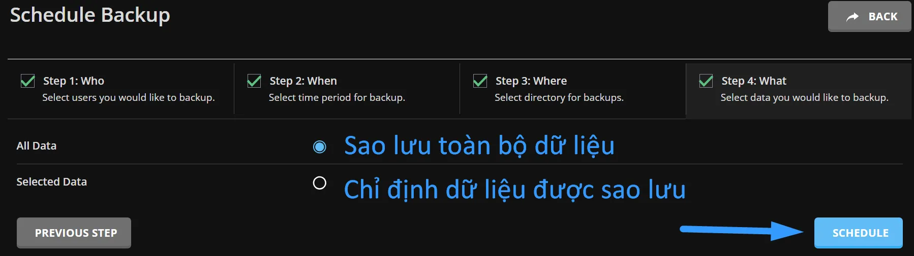 5 bước backup dữ liệu DirectAdmin lên Google Drive 58 Bước 4 chỉ định dữ liệu nào được backup