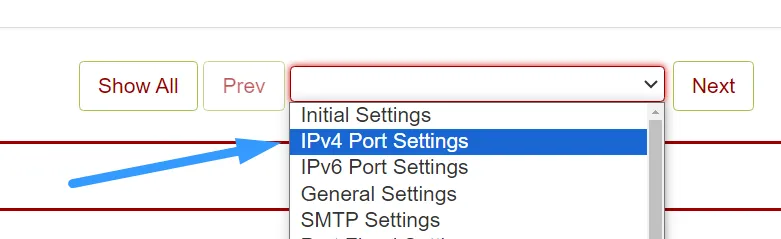 Truy cập cấu hình port IPv4